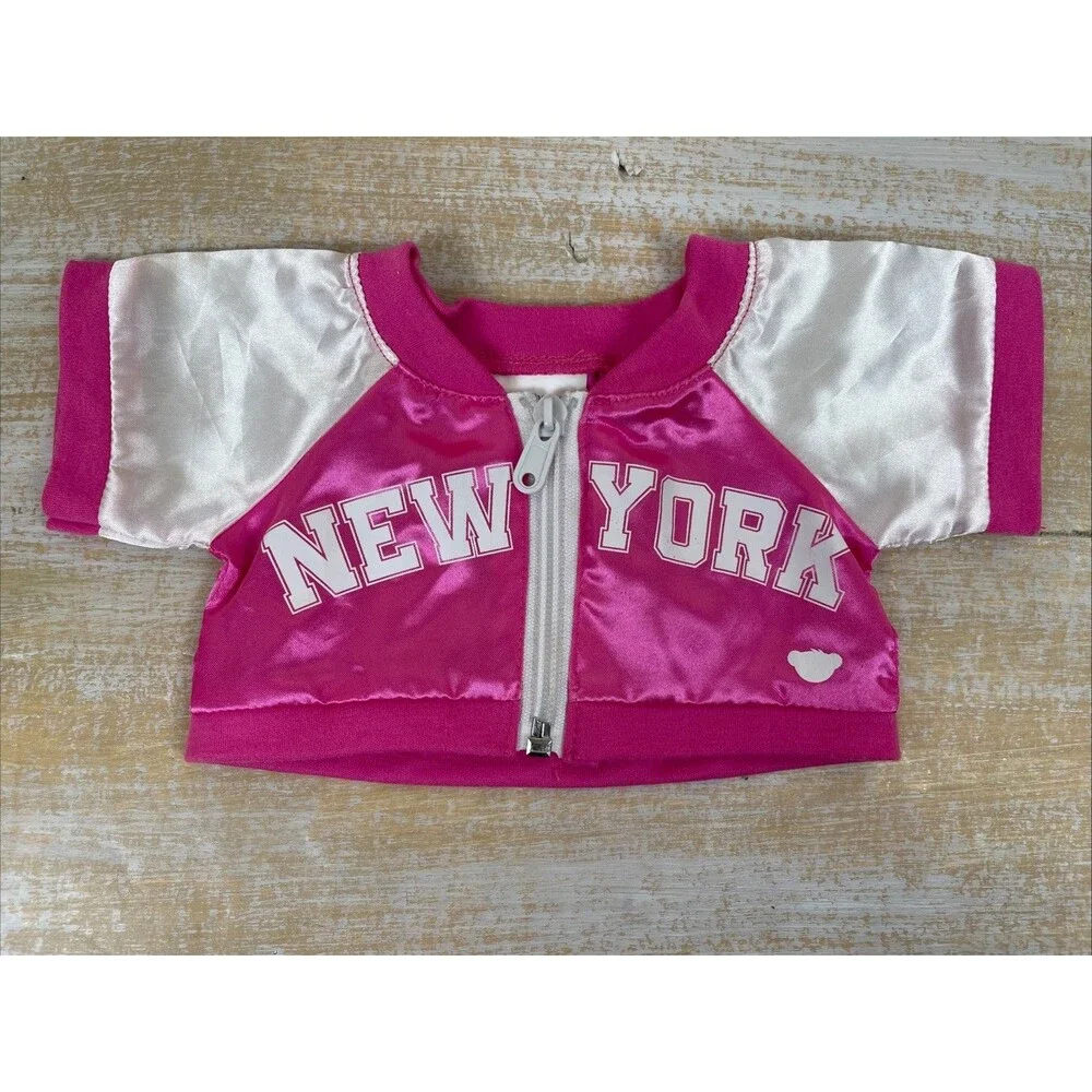 Build A Bear Pink Satin Jacket for Plush Bear NEW YORK Design Silky